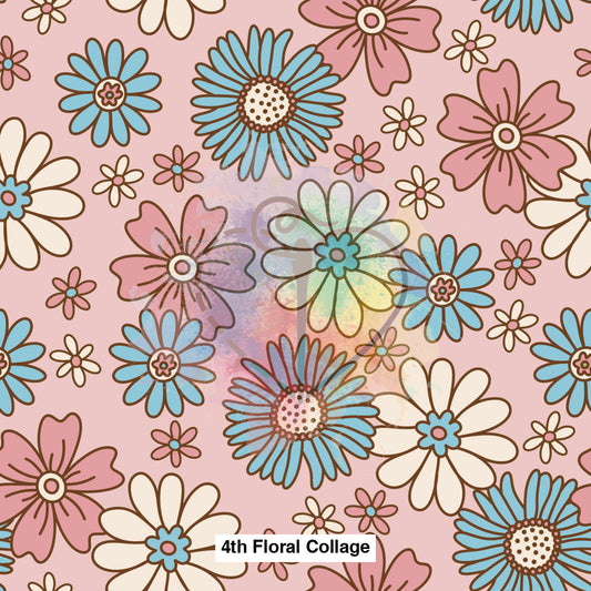 4Th Floral Collage Fabric