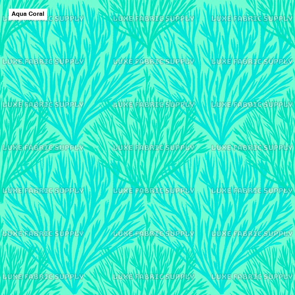 Aqua Coral Fabric Fabrics