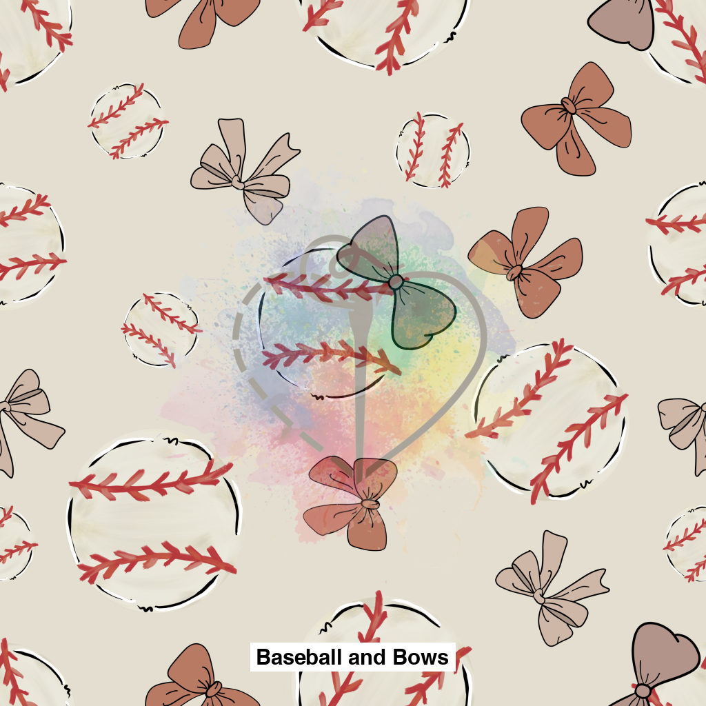 Baseball And Bows Fabric Fabrics