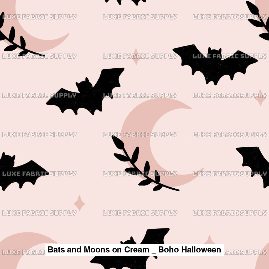 Bats And Moons On Cream _ Boho Halloween Fvs Catalog