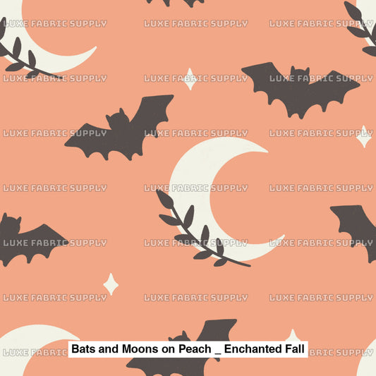 Bats And Moons On Peach _ Enchanted Fall Fvs Catalog