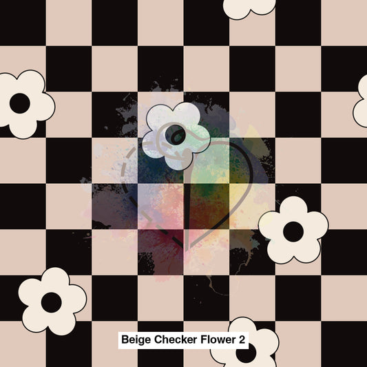 Beige Checker Flower 2 Fabric