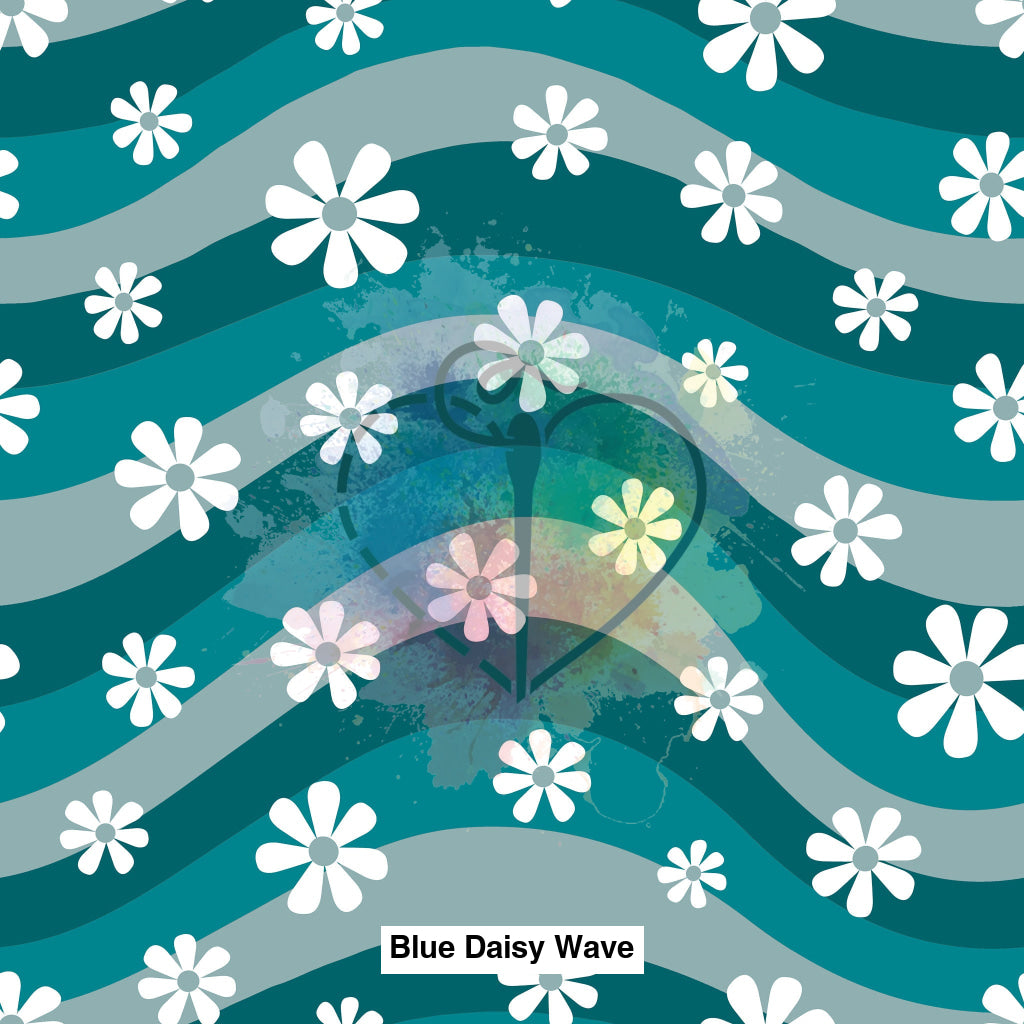 Blue Daisy Wave Fabric Fabrics