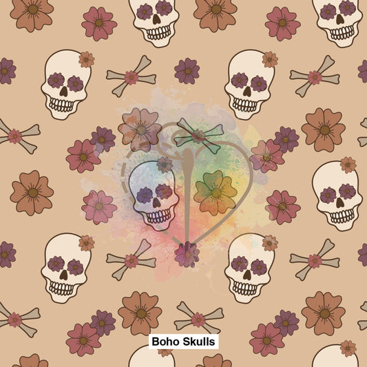 Boho Skulls Fabric