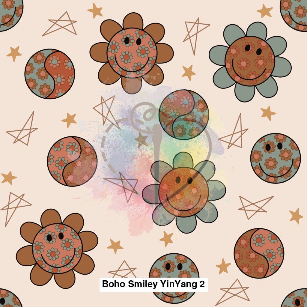 Boho Smiley Yinyang 2 Fabric