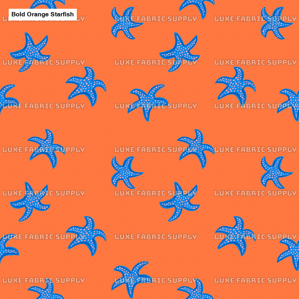 Bold Orange Starfish Fabric Fabrics