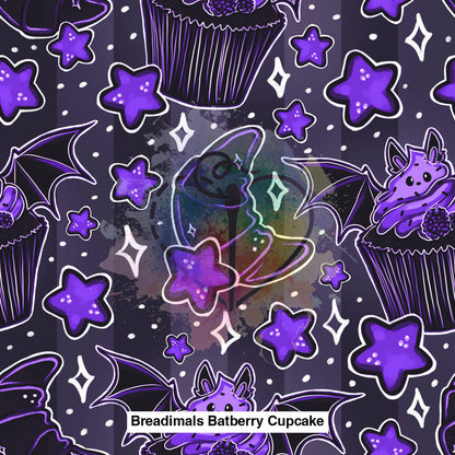 Breadimals Batberry Cupcake Purple Star On Black Background Lfs Catalog