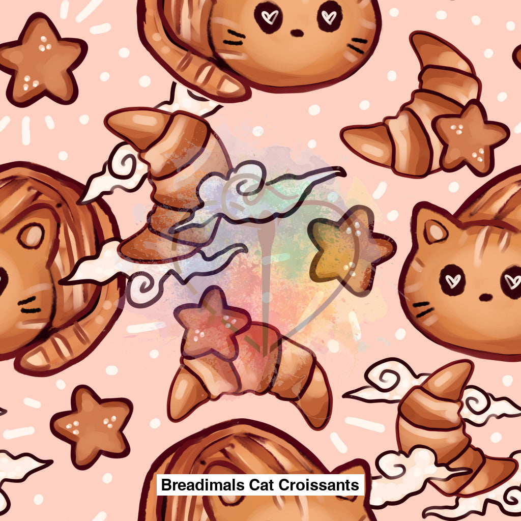 Breadimals Cat Croissants Muted Pink Background Lfs Catalog