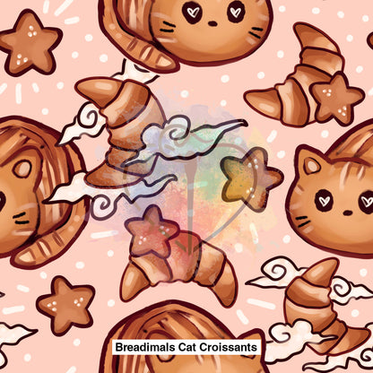 Breadimals Cat Croissants Muted Pink Background Lfs Catalog