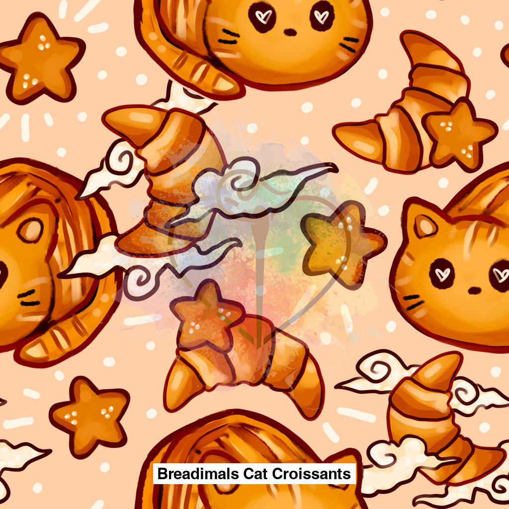 Breadimals Cat Croissants Peach Background Lfs Catalog