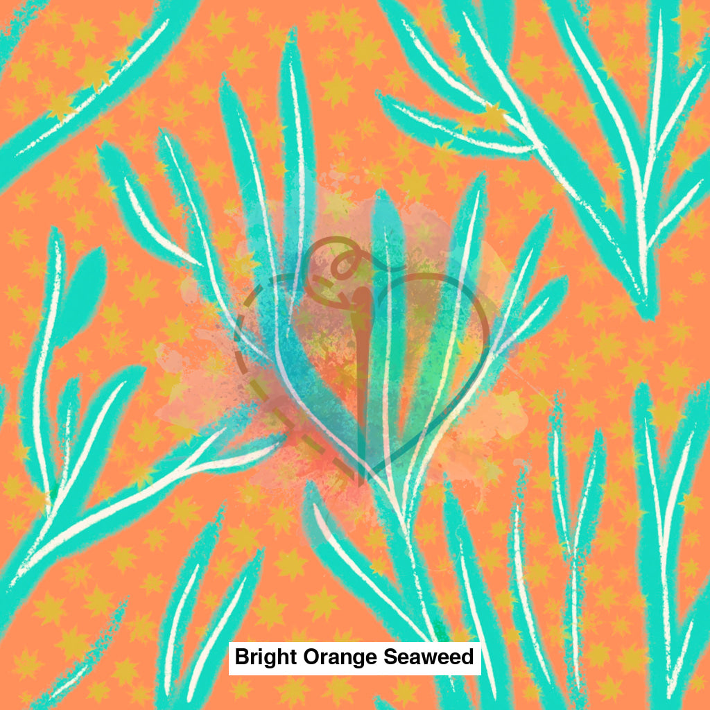 Bright Orange Seaweed Fabric Fabrics