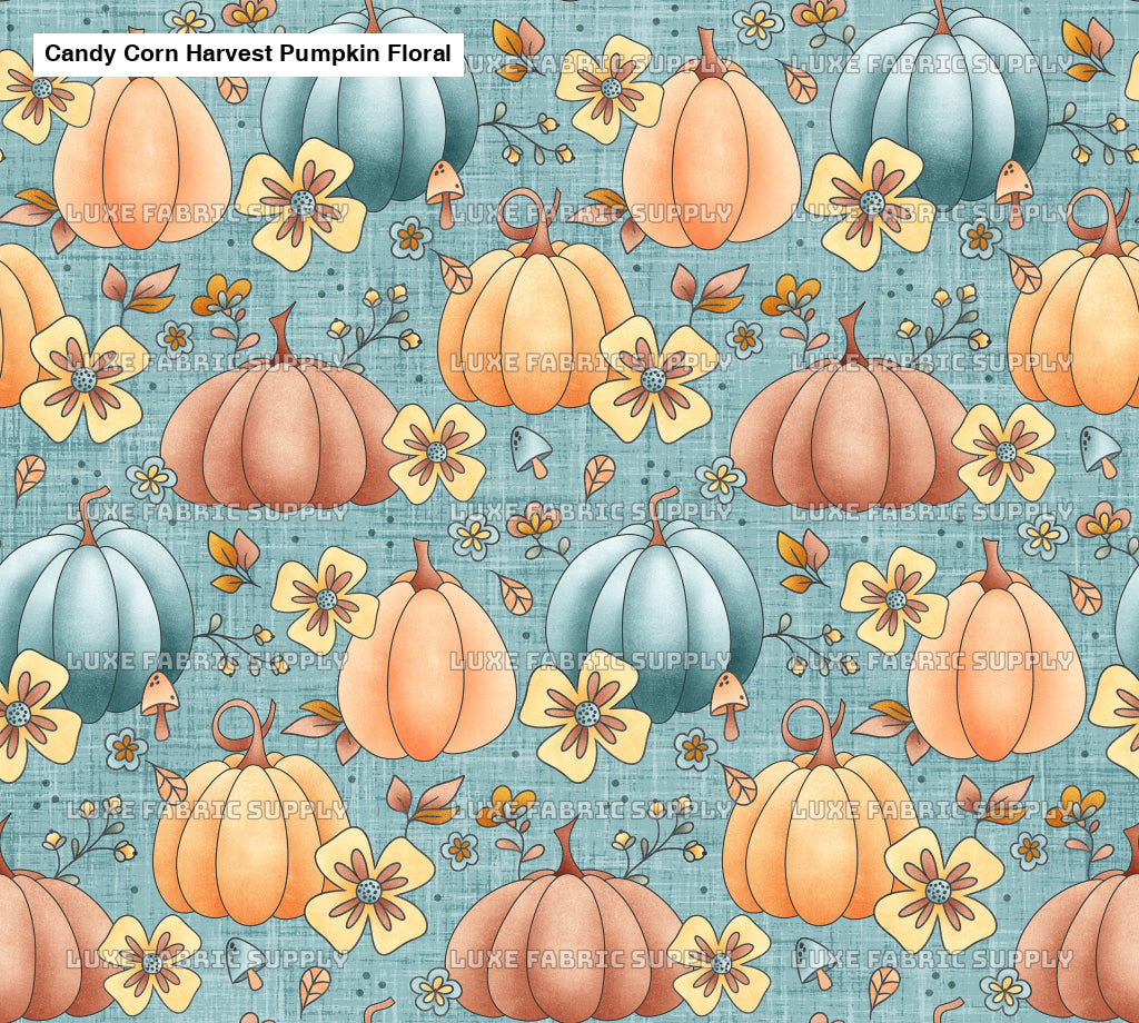 Candy Corn Harvest Pumpkin Floral Blue Lfs Catalog