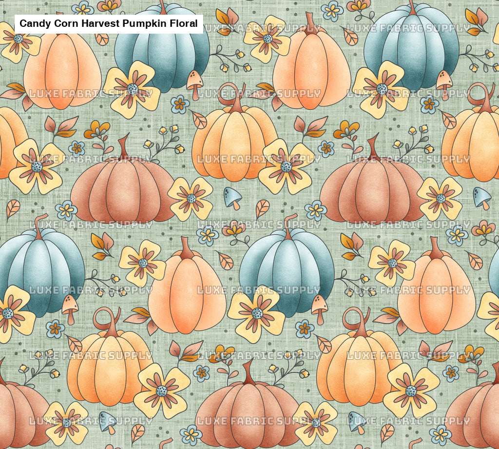 Candy Corn Harvest Pumpkin Floral Light Green Lfs Catalog