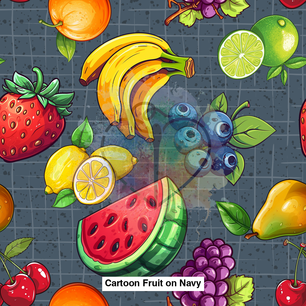 Cartoon Fruit On Navy Lfs Catalog