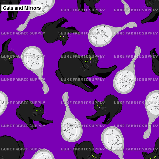 Cats And Mirrors Fabric Fabrics