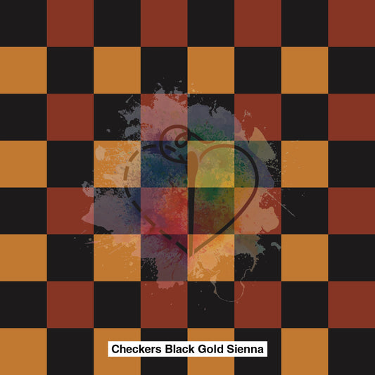 Checkers Black Gold Sienna Fabric