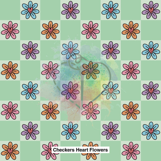 Checkers Heart Flowers Fabric