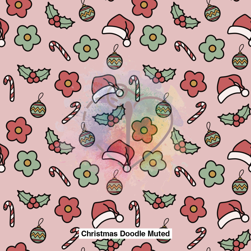 Christmas Doodle Muted Fabric