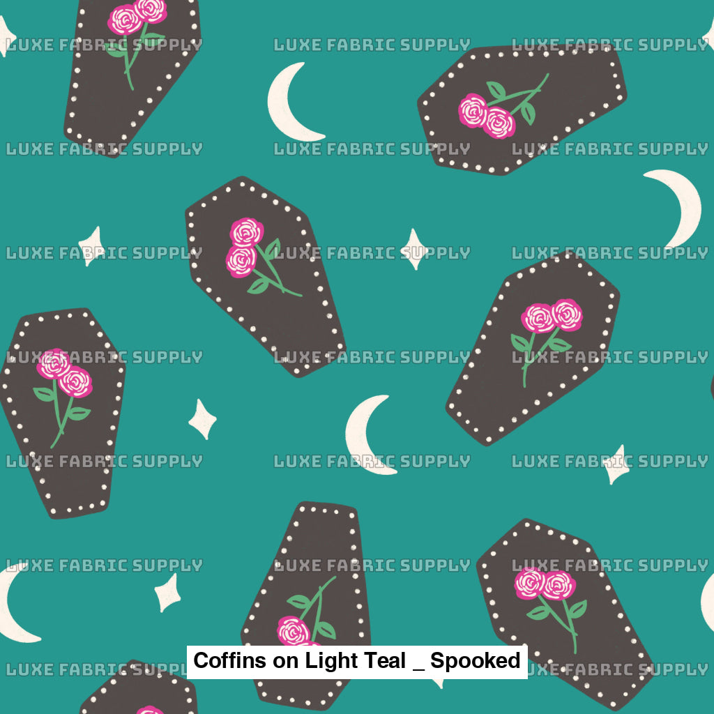 Coffins On Light Teal _ Spooked Fvs Catalog