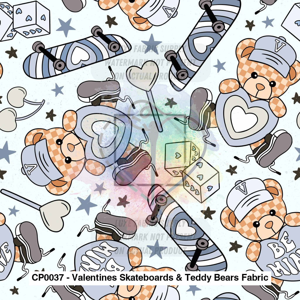 Cp0037 - Valentines Skateboards & Teddy Bears Fabric Lfs Catalog