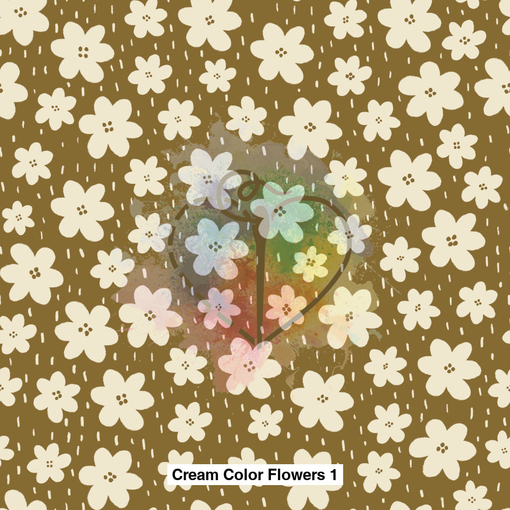 Cream Color Flowers 1 Fabric Fabrics