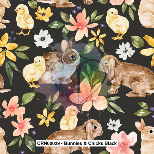 Crn00029 - Bunnies & Chicks Black