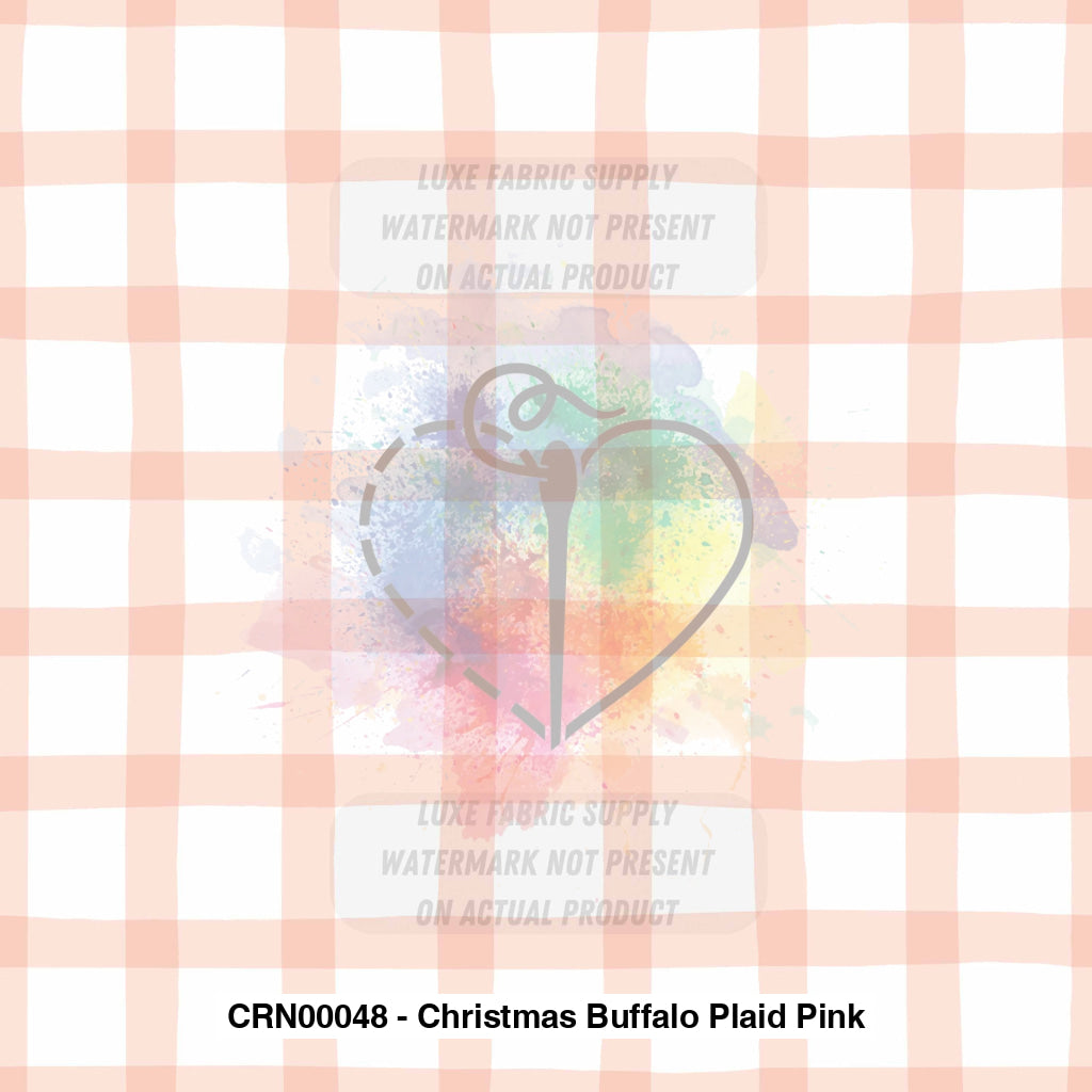 Crn00048 - Christmas Buffalo Plaid Pink Fabric