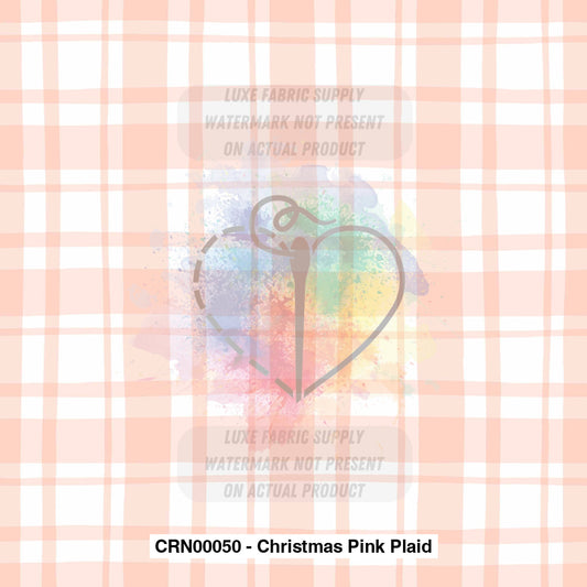 Crn00050 - Christmas Pink Plaid Fabric