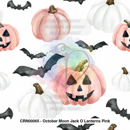 Crn00065 - October Moon Jack O Lanterns Pink Fabric