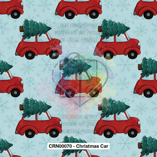 Crn00070 - Christmas Car Fabric