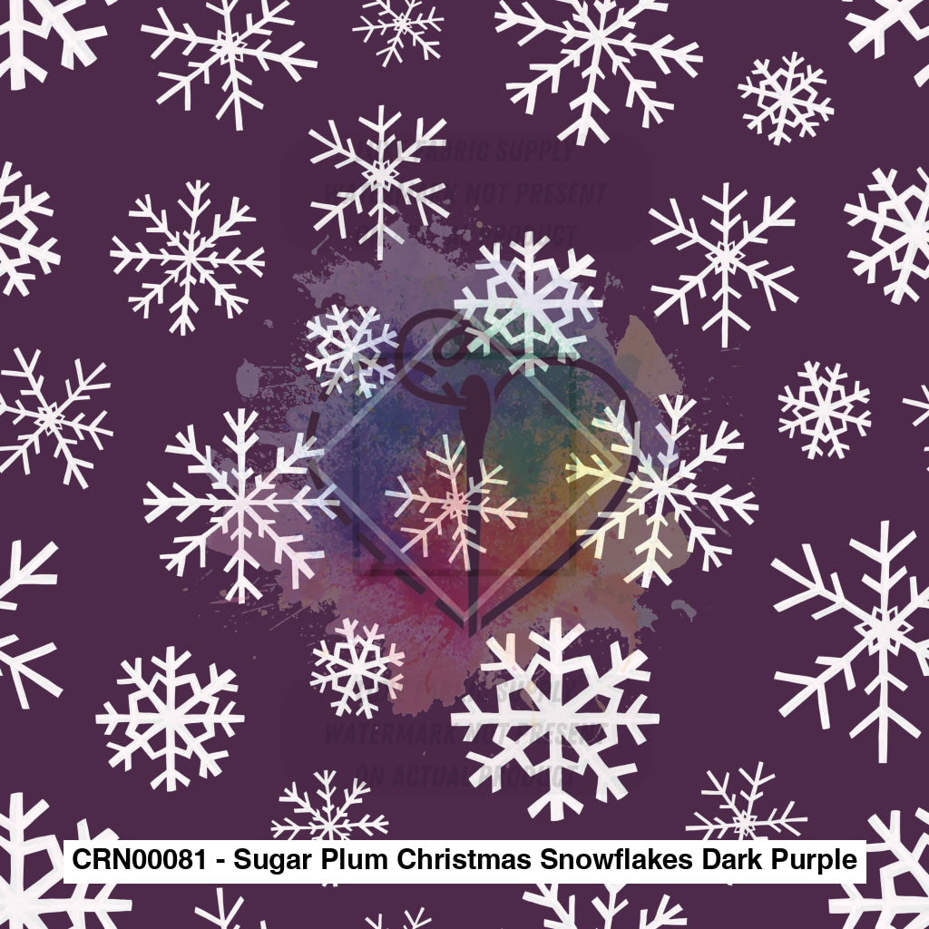 Crn00081 - Sugar Plum Christmas Snowflakes Dark Purple Fabric