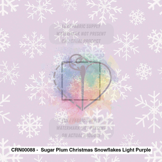 Crn00088 - Sugar Plum Christmas Snowflakes Light Purple Fabric