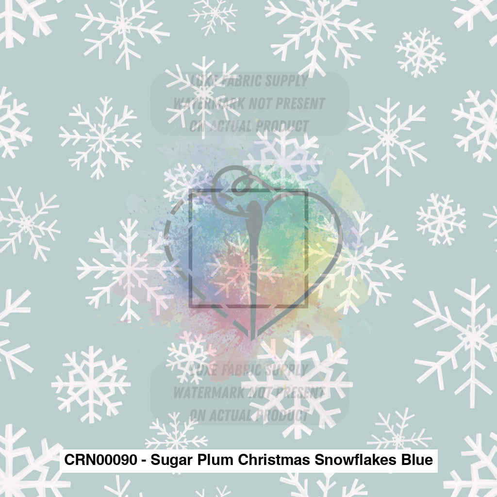 Crn00090 - Sugar Plum Christmas Snowflakes Blue Fabric