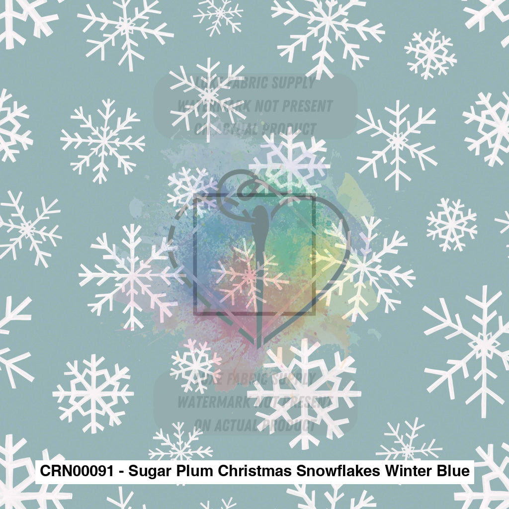 Crn00091 - Sugar Plum Christmas Snowflakes Winter Blue Fabric