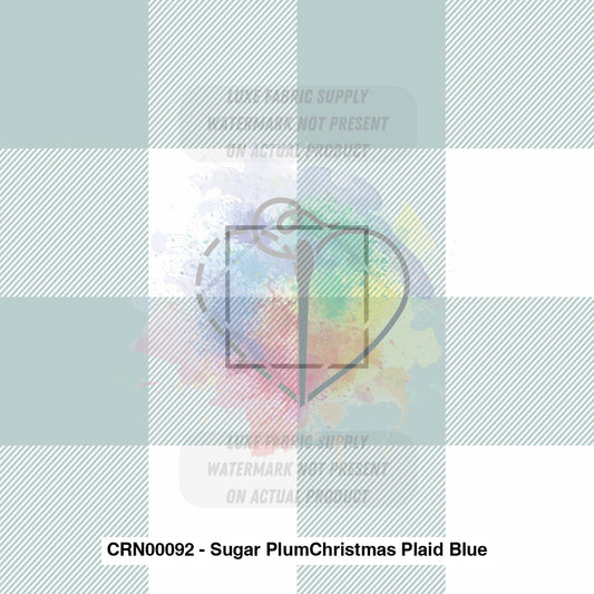 Crn00092 - Sugar Plumchristmas Plaid Blue Fabric