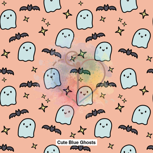 Cute Blue Ghosts Fabric