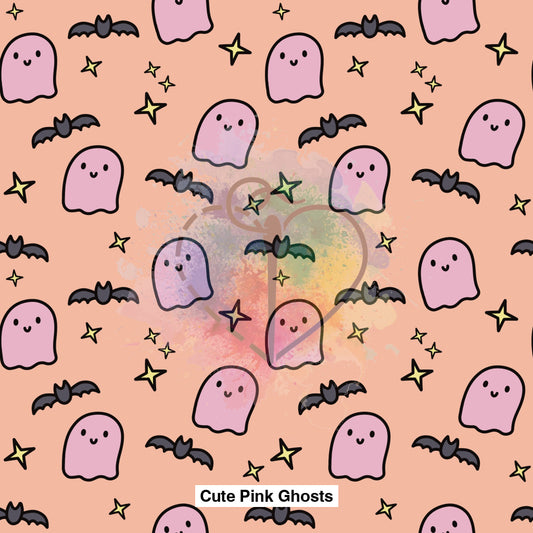 Cute Pink Ghosts Fabric