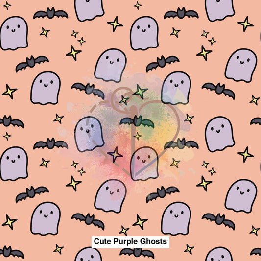 Cute Purple Ghosts Fabric