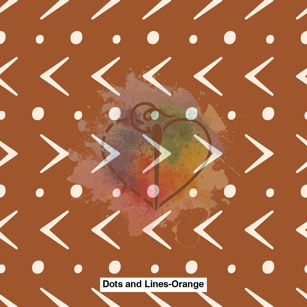 Dots And Lines-Orange Fabric Fabrics