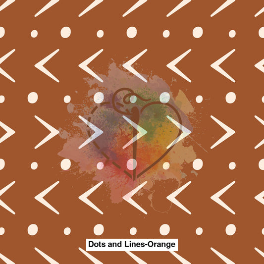 Dots And Lines-Orange Fabric Fabrics