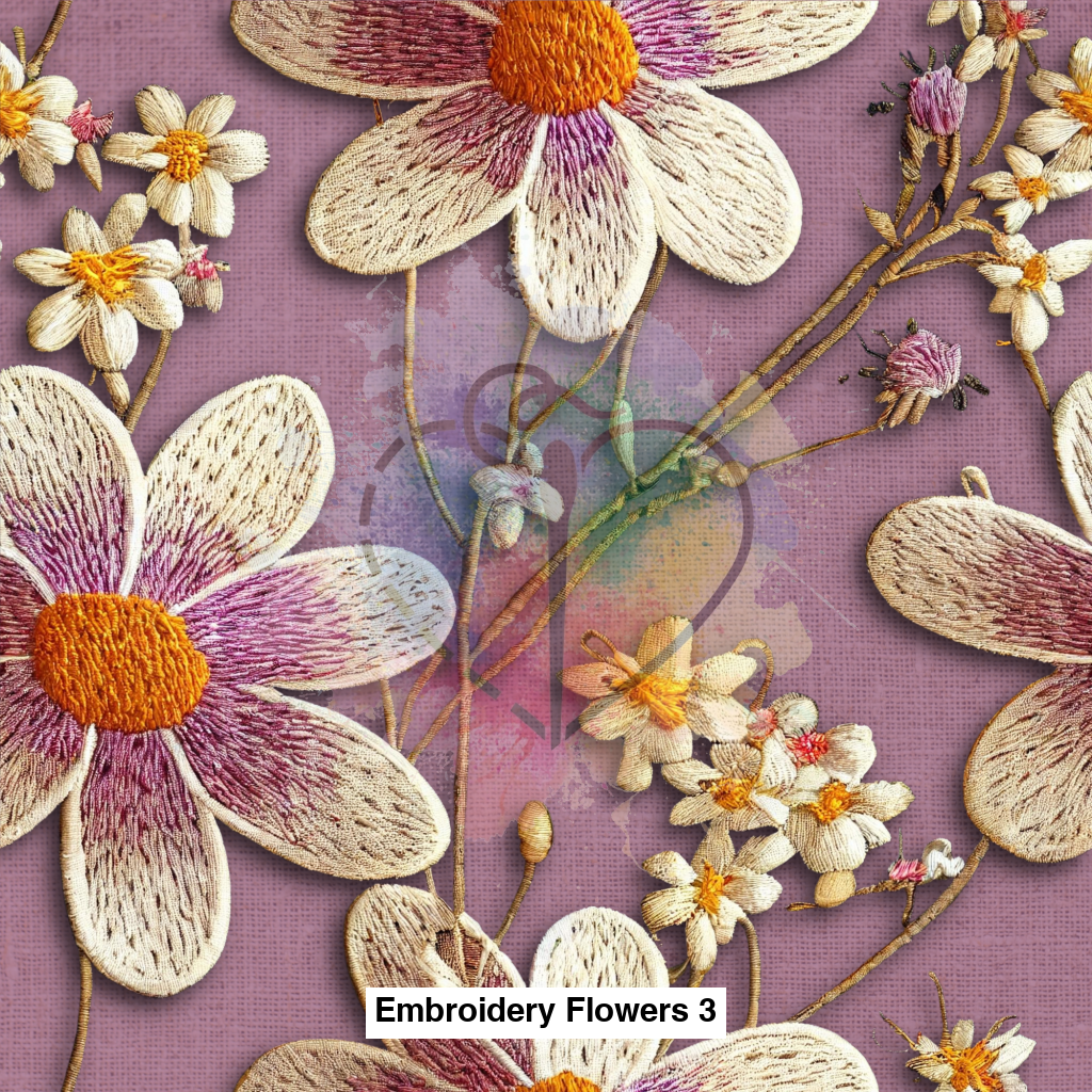 Embroidery Flowers 3 - Fabric Fabrics