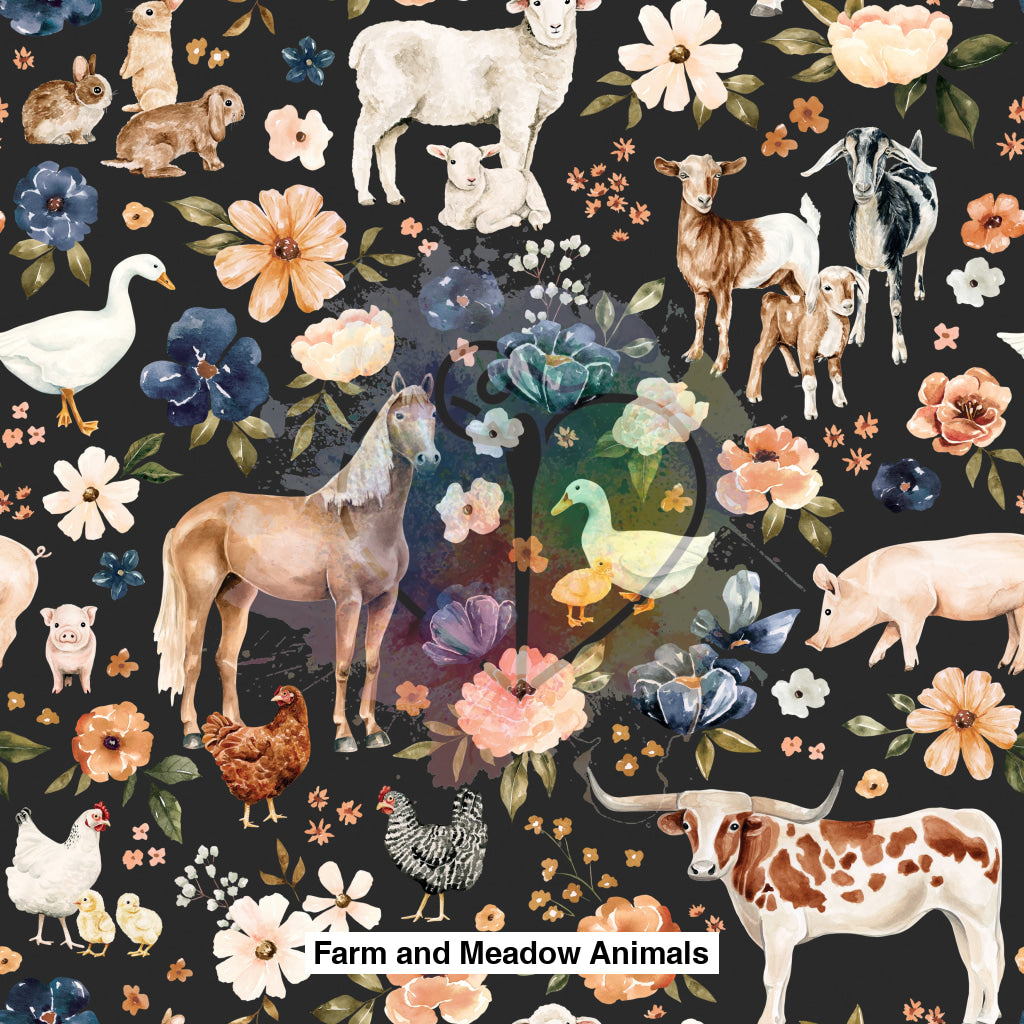 Farm And Meadow Animals Floral Dark Gray Lfs Catalog