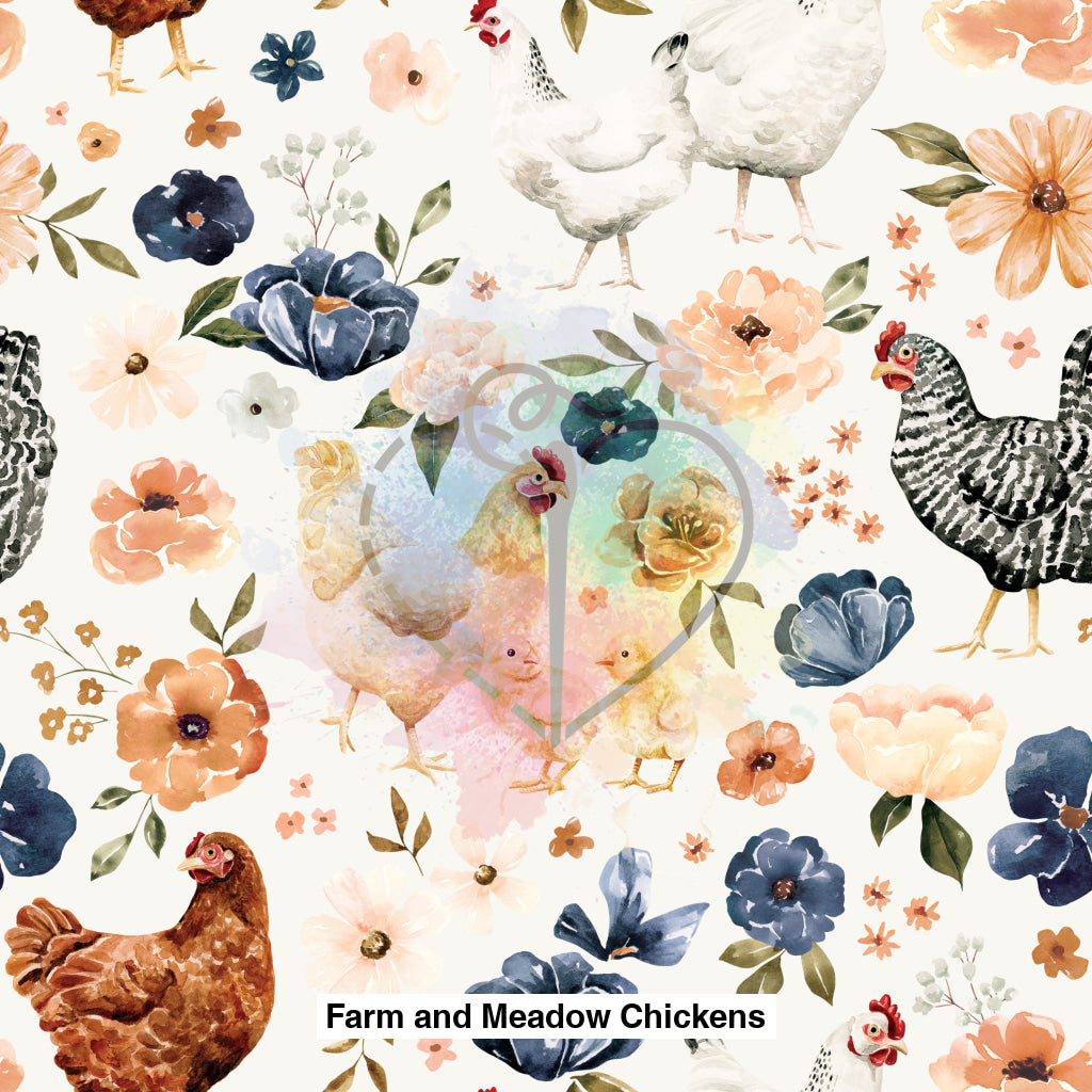 Farm And Meadow Chickens Floral Cream Lfs Catalog