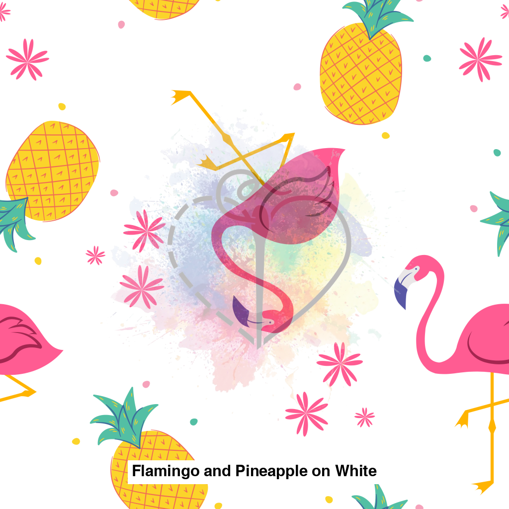 Flamingo And Pineapple On White Lfs Catalog