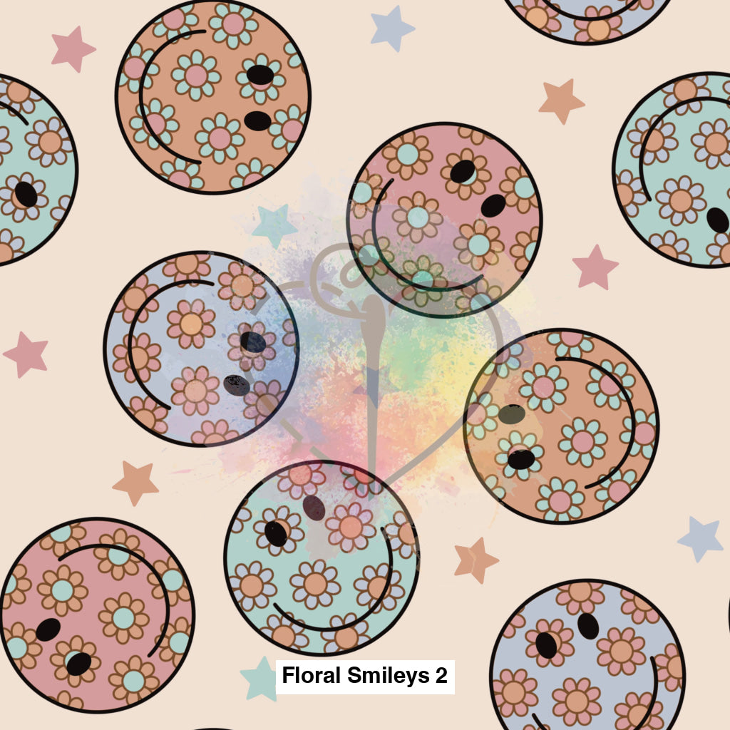 Floral Smileys 2 Fabric