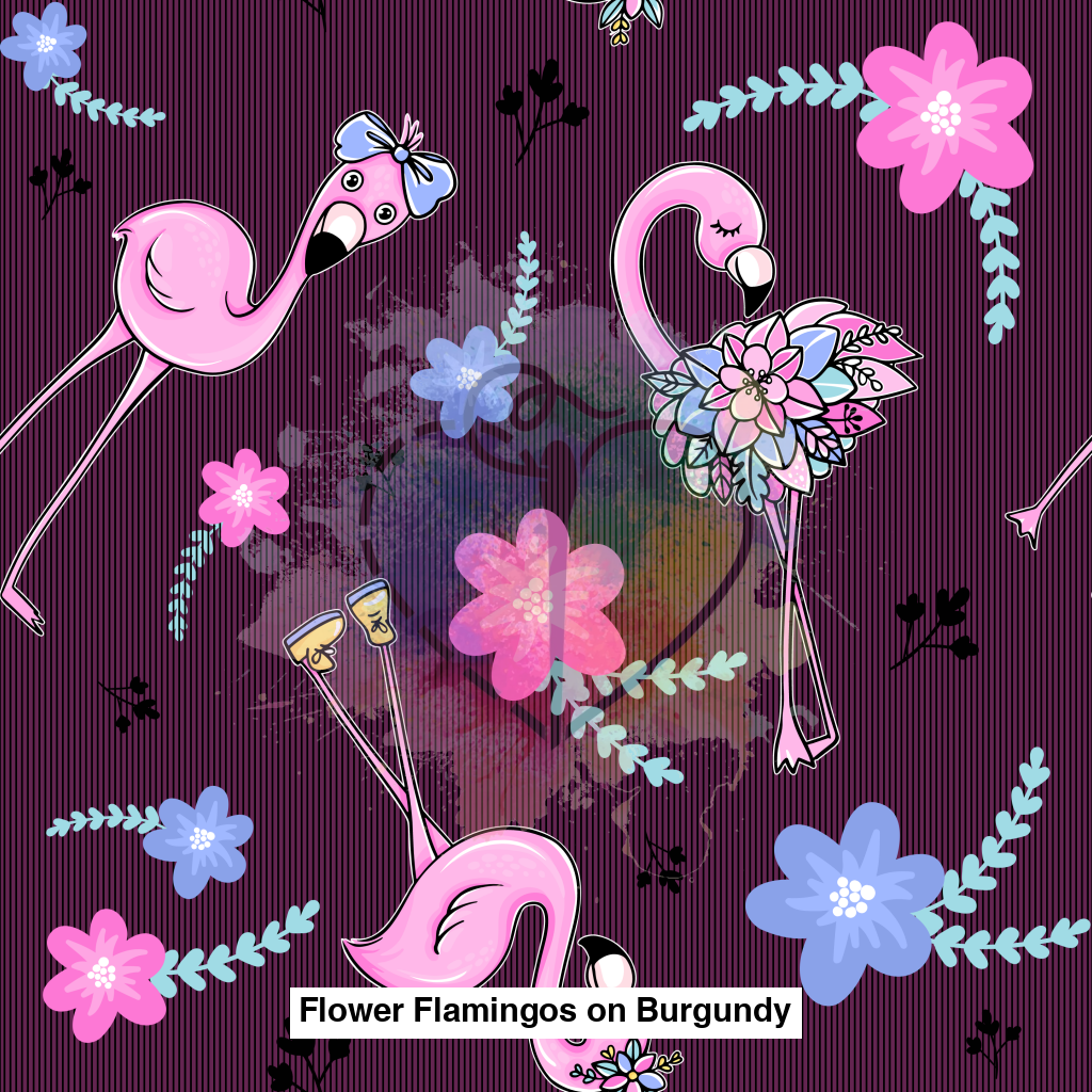 Flower Flamingos On Burgundy Lfs Catalog