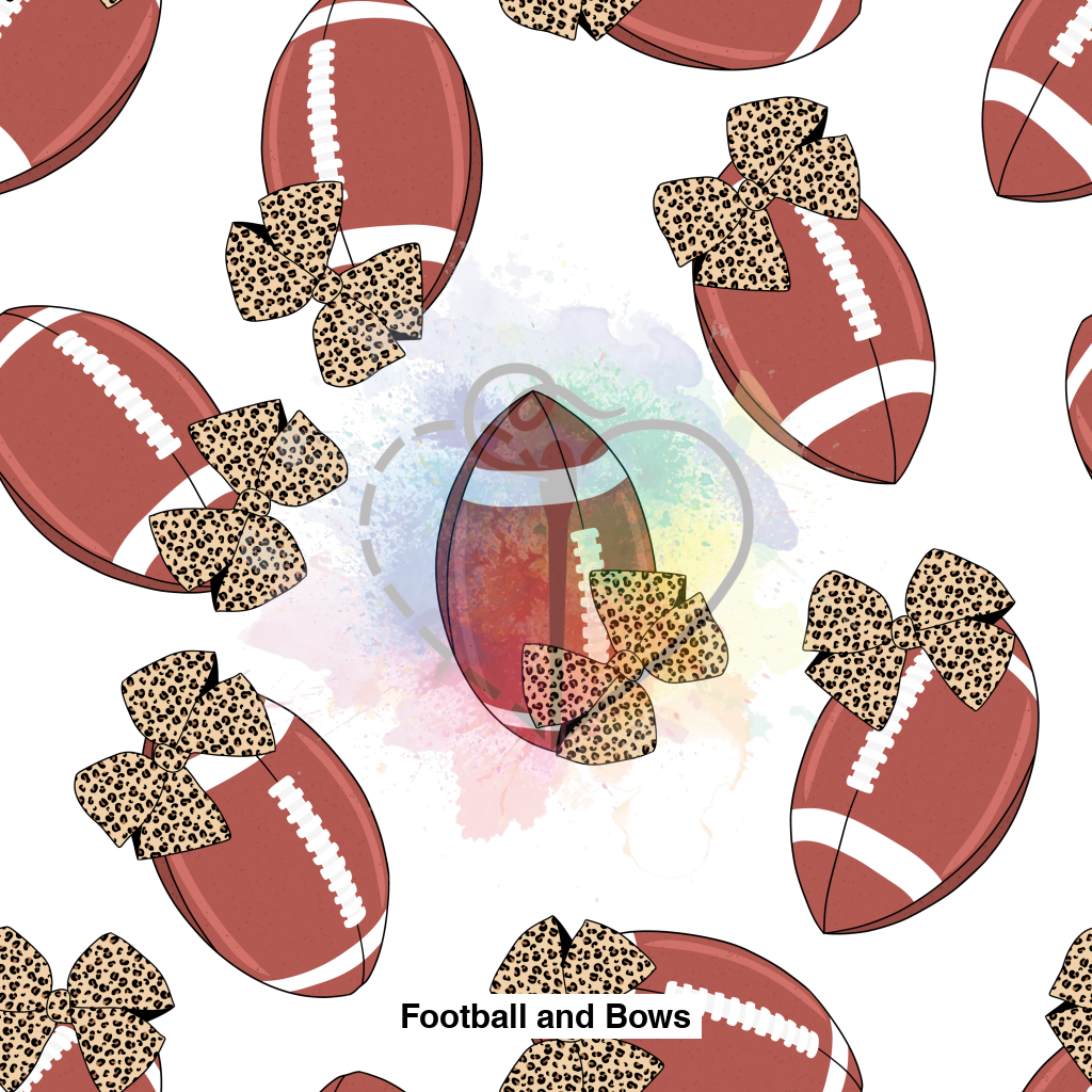 Football And Bows Fabric Fabrics