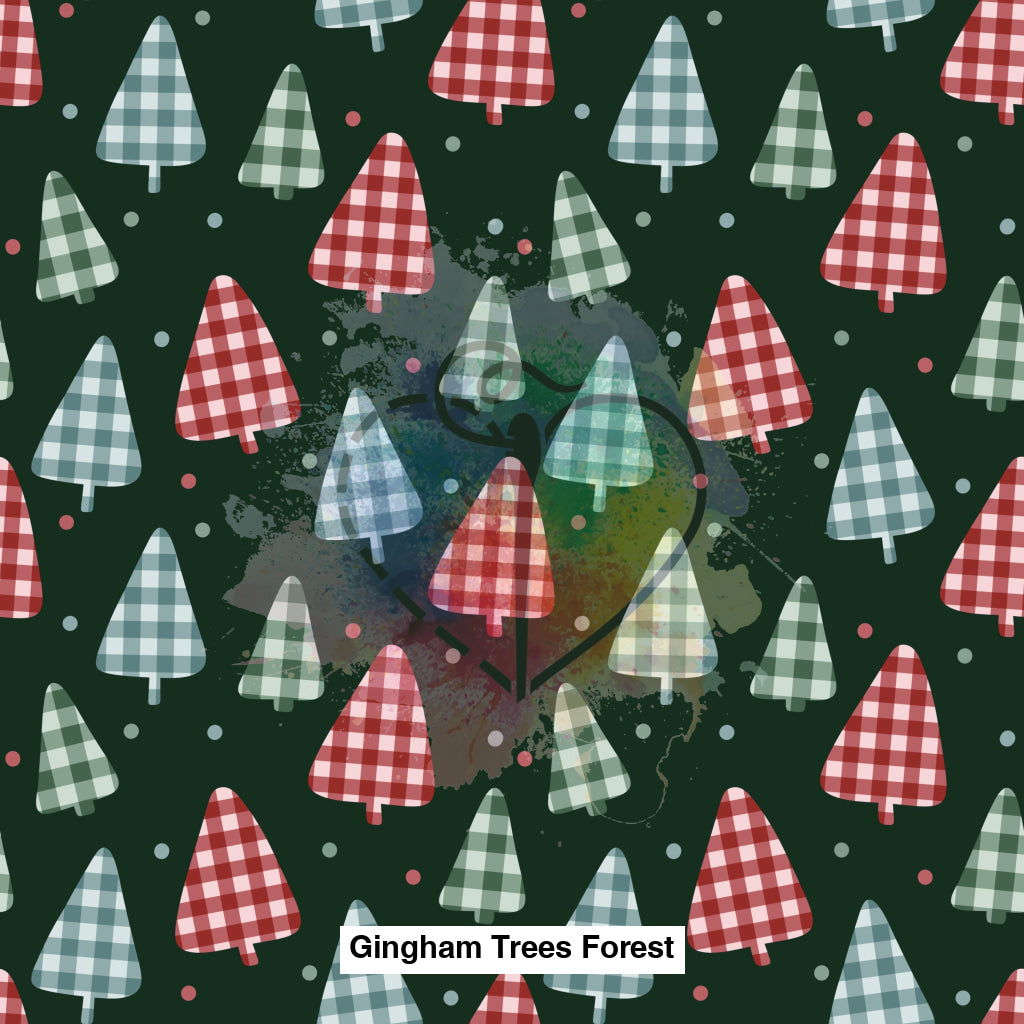 Gingham Trees Forest Fabric