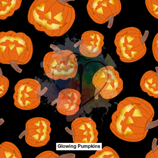 Glowing Pumpkins Fabric Fabrics