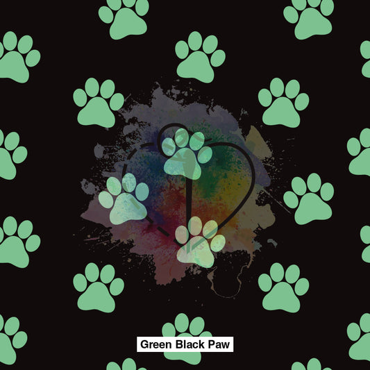 Green Black Paw Fabric